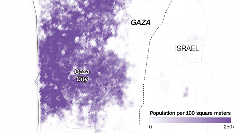 Maps show the extreme population density in Gaza