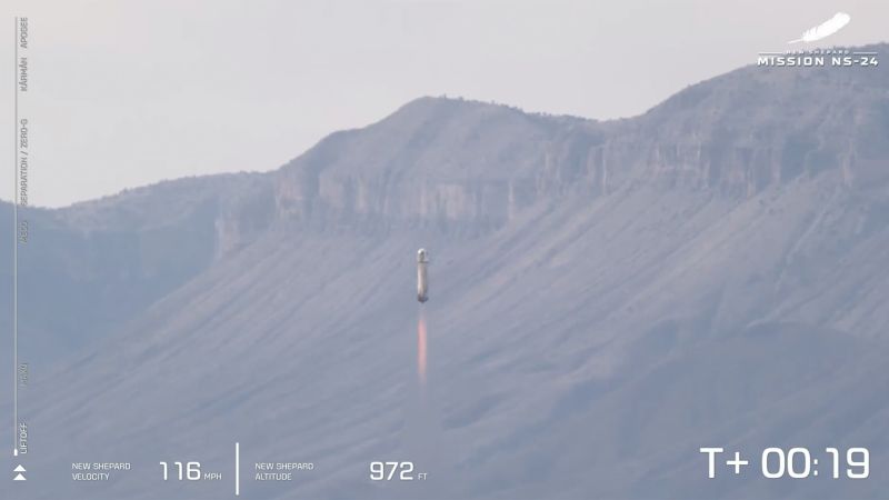 Blue Origin успешно изстреля новата ракета Shepard след неуспешен полет през 2022 г.