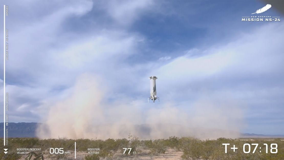 New Shepard's rocket booster had a perfect touchdown after launch.
