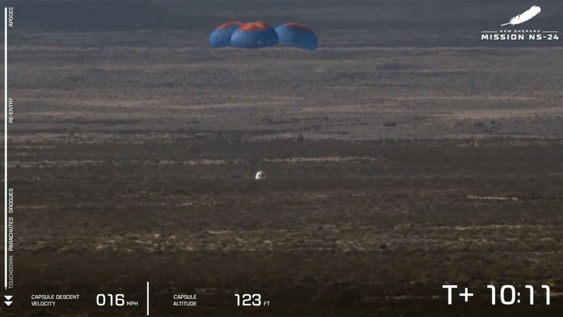 Parachutes slowed the capsule's return to Earth for a safe landing.