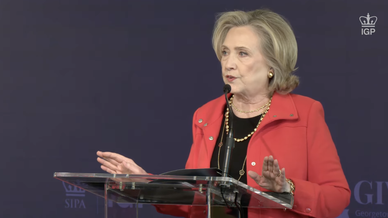 Hillary Clinton at a Columbia University panel about sexual violence against women during wars and conflicts on Friday, February 9.