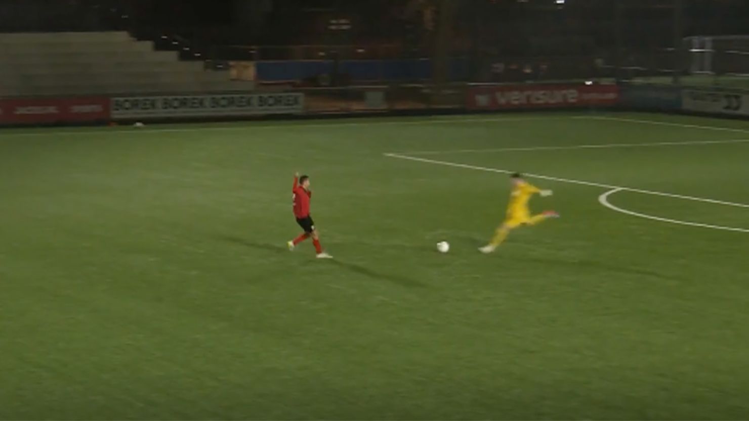 Goalkeeper scores outrageous goal from inside his own half but doesn