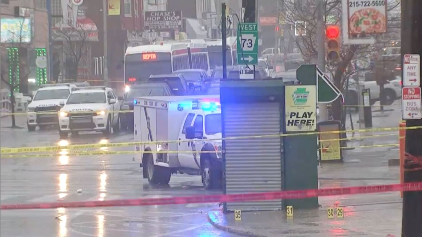 Police investigate a shooting in Northeast Philadelphia on Wednesday.