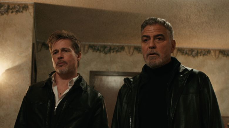 Brad Pitt and George Clooney in “Wolfs.”