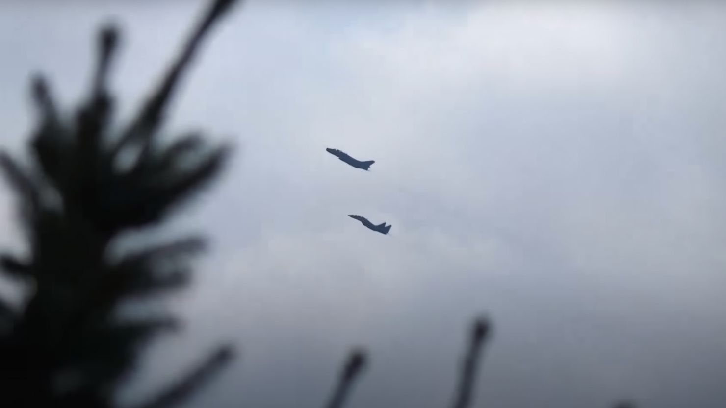 A still from the video shows the two Russian fighter jets.