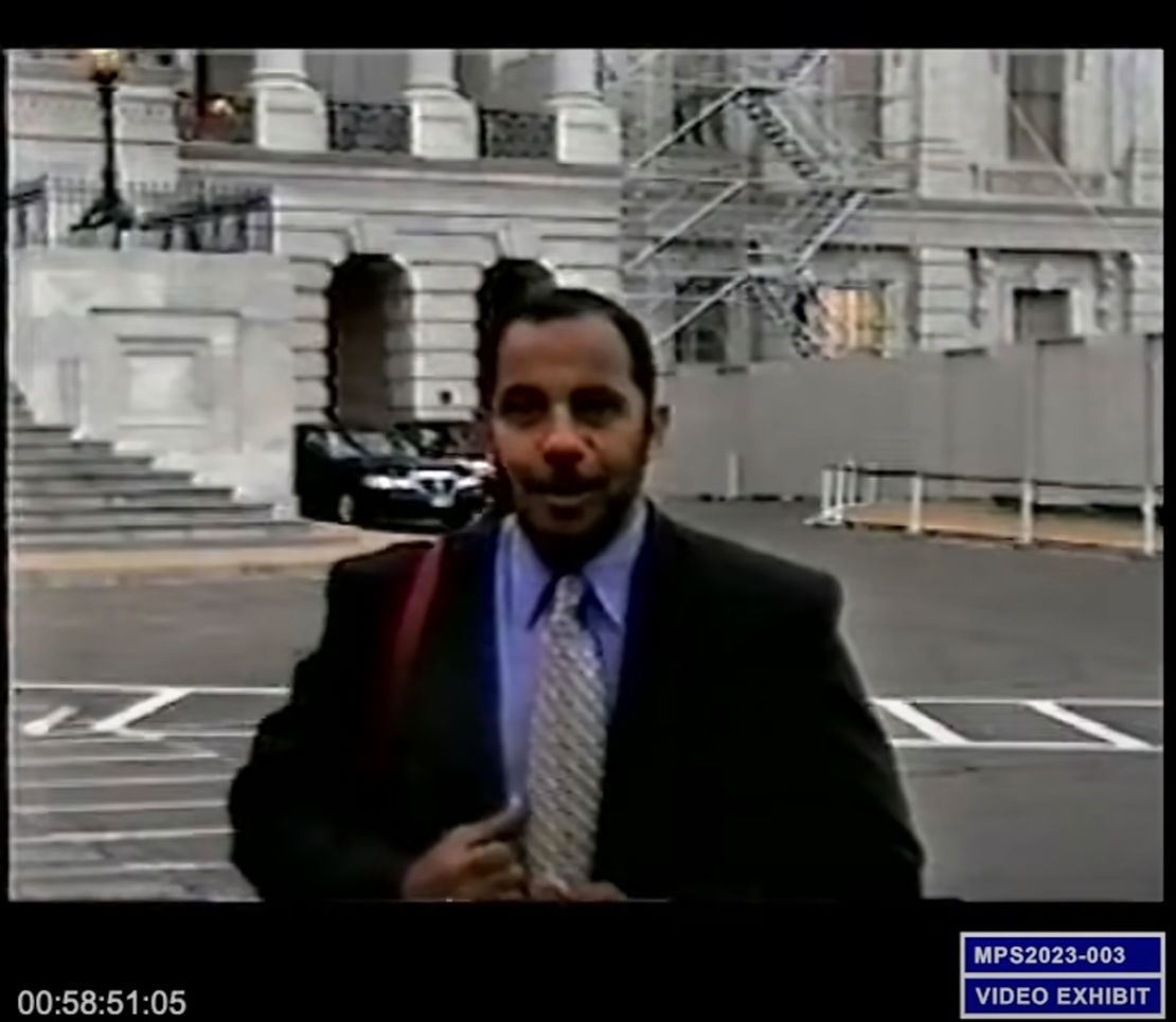 Omar Al-Bayoumi is seen speaking in front of the US Capitol in a screenshot from a video released through the lawsuit and provided to CNN by the plaintiffs.