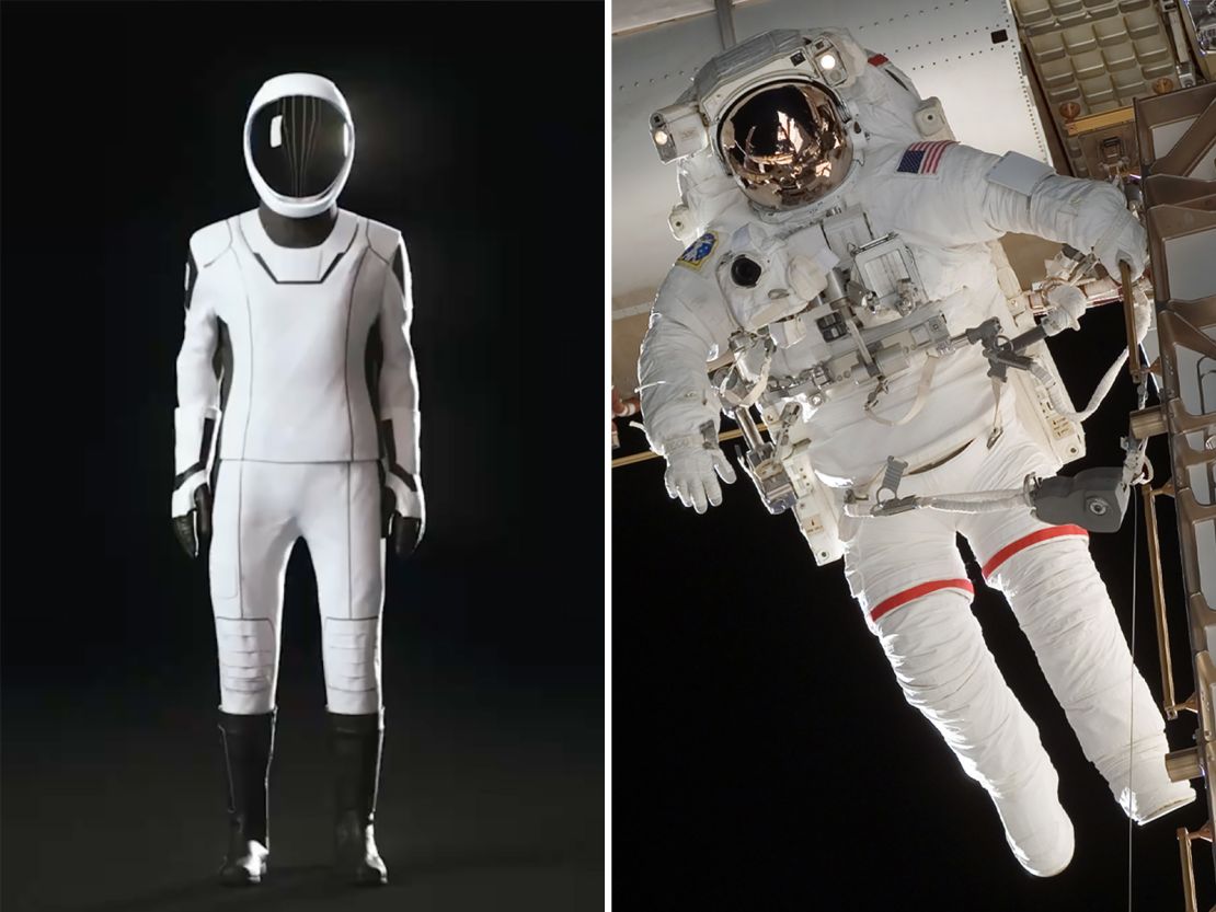 A SpaceX EVA spacesuit.</p>
<p>يشارك رائدا الفضاء ريك ماستراشيو وديف ويليامز من وكالة الفضاء الكندية (خارج الإطار)، وكلاهما من المتخصصين في مهمة STS-118، في أول جلسة مخططة للمهمة من النشاط خارج المركبة (EVA)، مع استمرار البناء في محطة الفضاء الدولية في 11 أغسطس 2007.” class=”image__dam-img image__dam-img–loading” onload=”this.classList.remove(‘image__dam-img–loading’)” onerror=”imageLoadError(this)” height=”1201″ width=”1600″ loading=”lazy”/></source></source></source></source></picture>
    </div>
</div>
<p class=