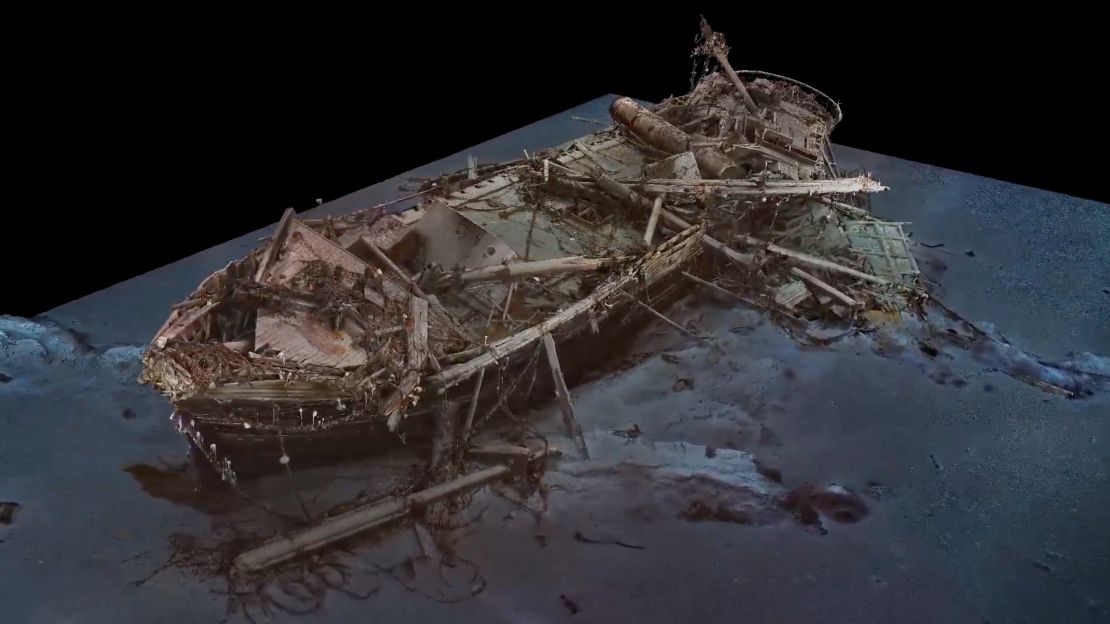 The 3D scan of HMS Endurance makes it appear as though the ship was lifted from the bottom of the ocean.