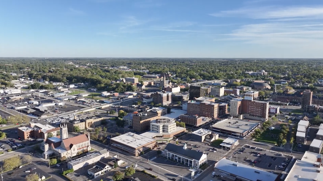 An aerial view of Springfield, Ohio.