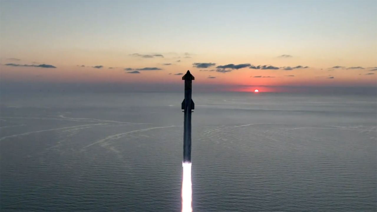 The SpaceX Starship launches near Boca Chica, Texas, on Sunday, October 13. 