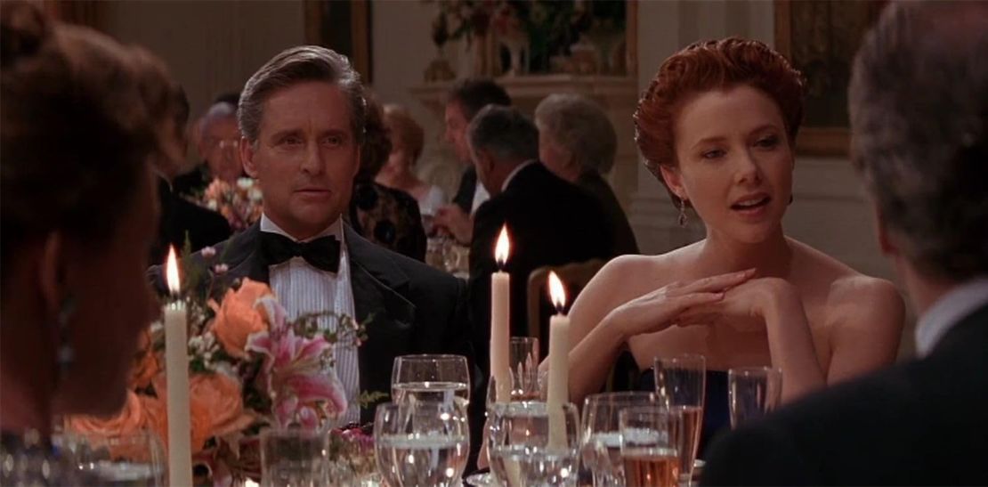 (from left) Michael Douglas and Annette Bening in “The American President.”