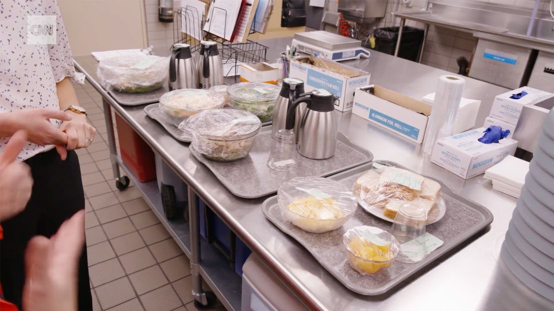 Calories in the completely ultraprocessed meal on the right equal the calories in the food on the two trays in the middle.