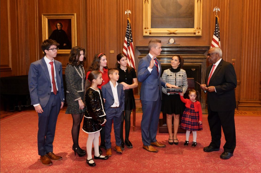 Secretary Duffy and Family with U.S. Supreme Court Justice Thomas at swearing in ceremony