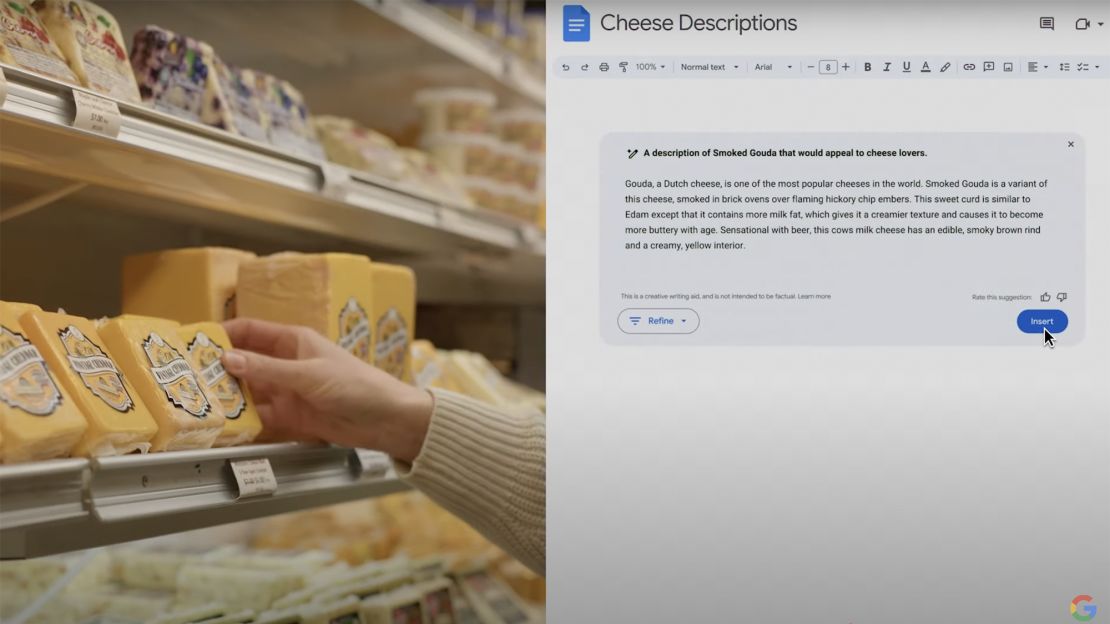 The new advertisement from Google features a Wisconsin cheese market owner using Google's Gemini AI tool to write product descriptions. This version doesn't have the gaffe pointed out by social media users.