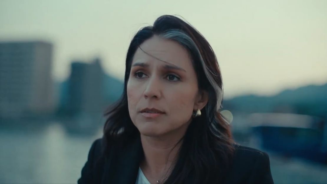 A screengrab from a video released by Tulsi Gabbard where she speaks about the impact of nuclear war.