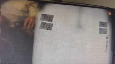 These two images show an X-ray poker table that the Department of Justice says was employed by conspirators in the case.