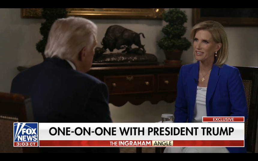 President Trump seemed caught off-guard by his longtime friend and ally Laura Ingraham’s at-times critical questions on Monday night.