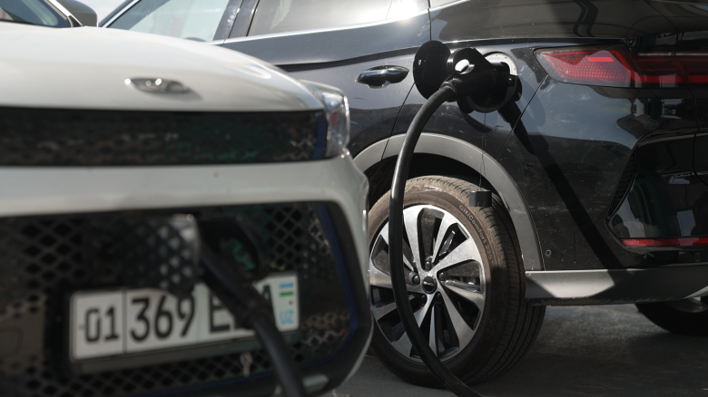 Electric car charging in Tashkent, Uzbekistan