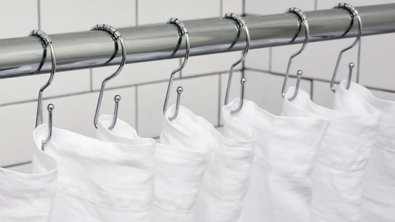 Linen shower curtain