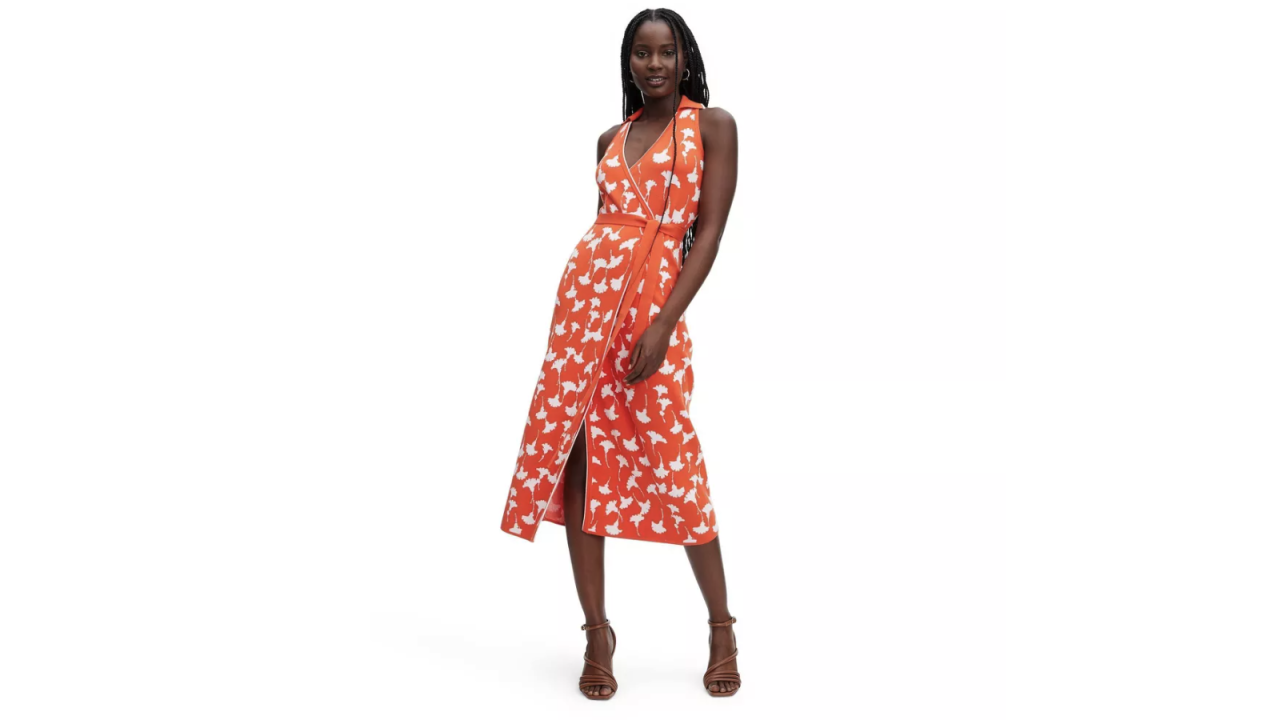 DVF for Target Ginkgo Cherry Tomato Sweaterknit Midi Wrap Dress