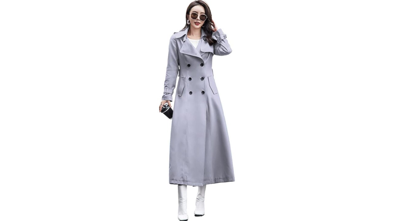 Ebossy Double Breasted Duster Trench Coat