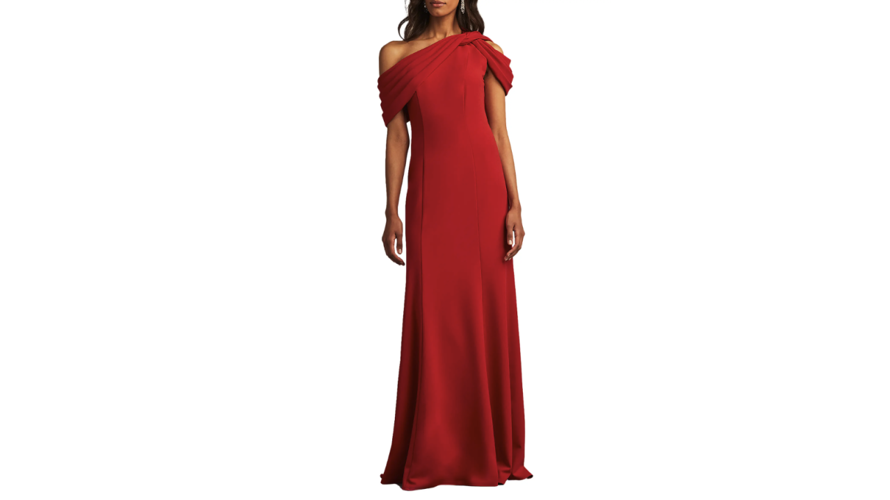 Tadashi Shoji One-Shoulder Column Gown