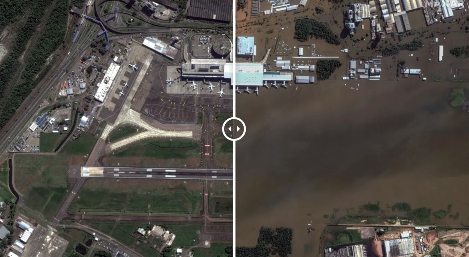 Before and after: Images from space reveal submerged airport runway and football field in devastating Brazil floods | CNN