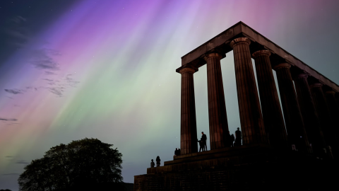 The aurora borealis is seen in Edinburgh, Scotland on May 10.