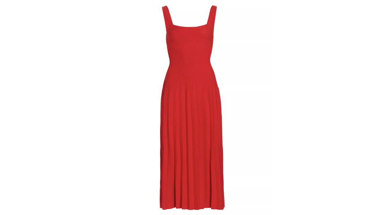 Staud Ellison Rib-Knit Sleeveless Midi Dress