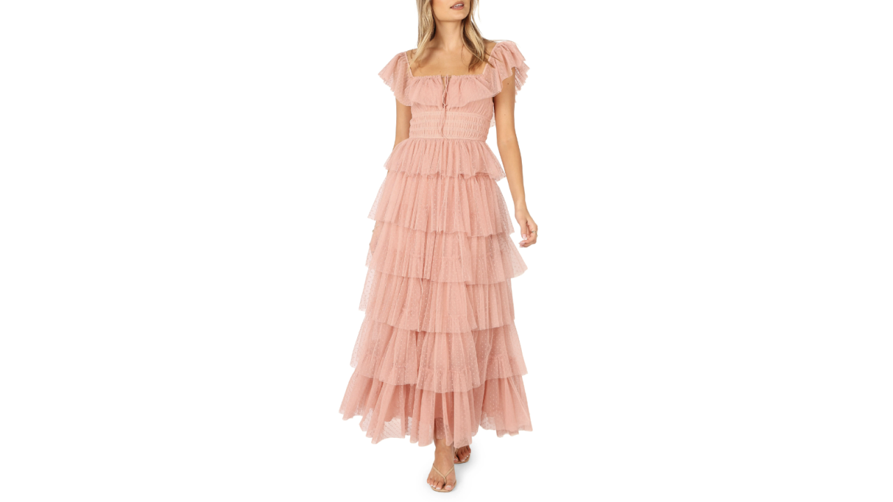 Petal and Pup Belle Swiss Dot Tulle Tiered Maxi Dress