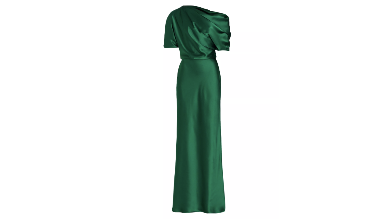 Amsale  Satin One-Shoulder Gown