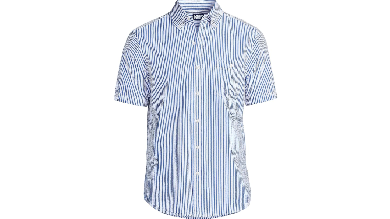 Lands' End Traditional Fit Short Sleeve Seersucker Shirt