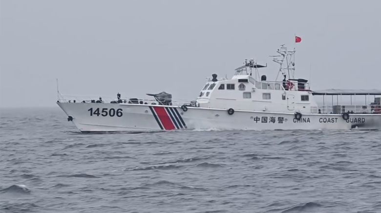 This third-party handout image shows a China Coast Guard drill near Taiwan.