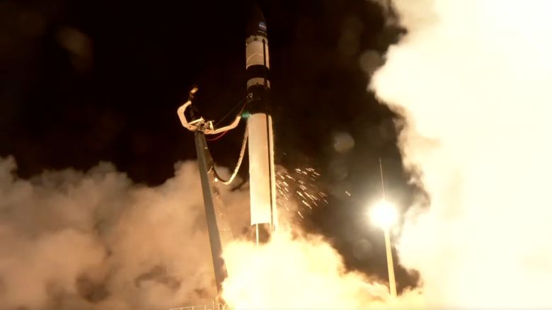 In a still taken from a video, Rocket Lab’s Electron rocket lifts off from Launch Complex 1 at Māhia, New Zealand on May 25, 2024. 
