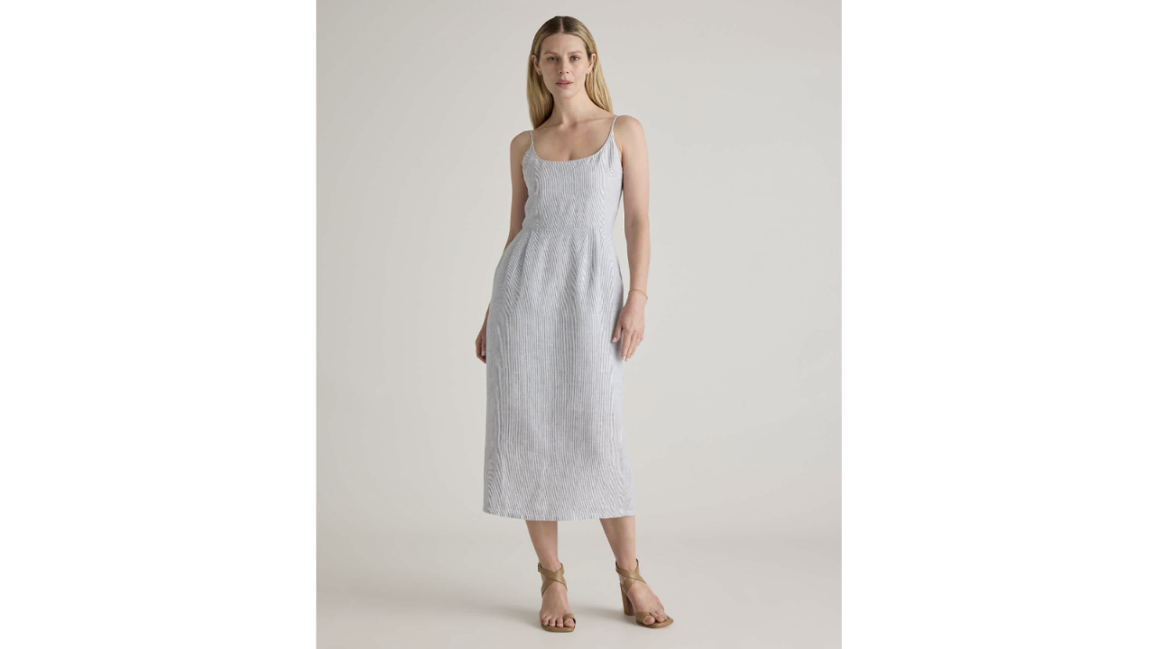 Quince 100% European Linen Scoop Neck Midi Dress