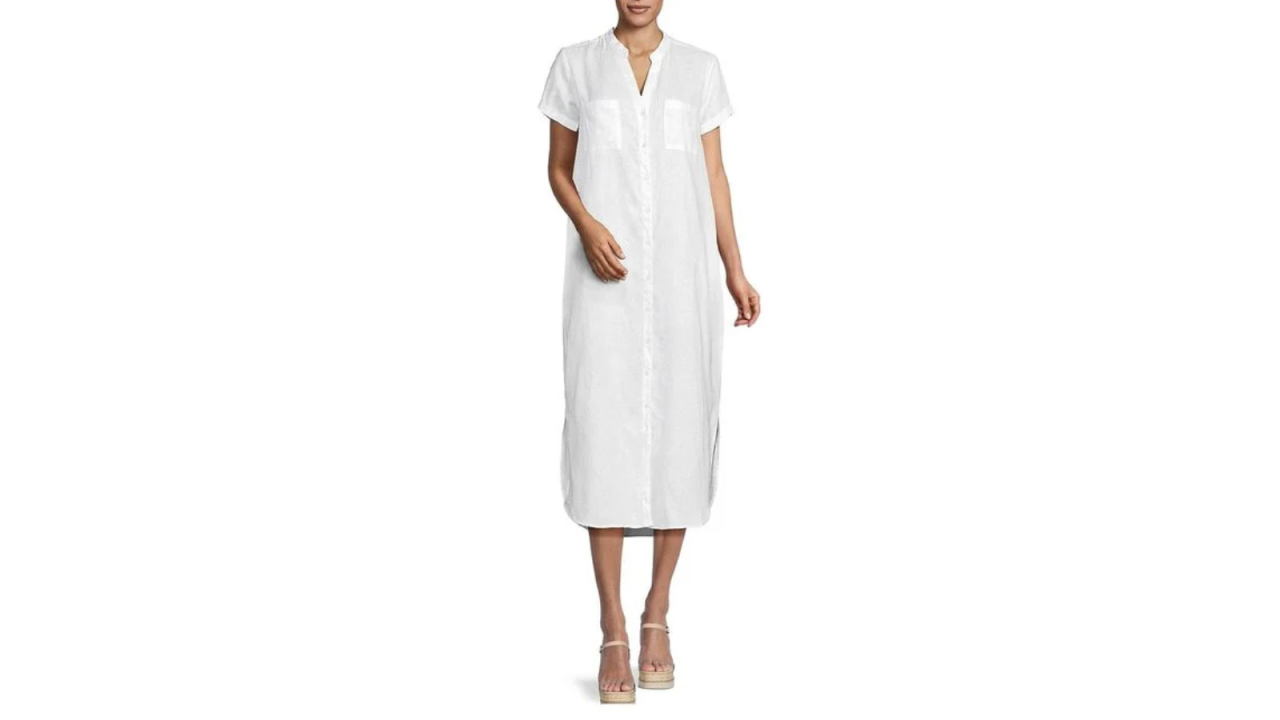 Saks Fifth Avenue 100% Linen Midi Shirtdress