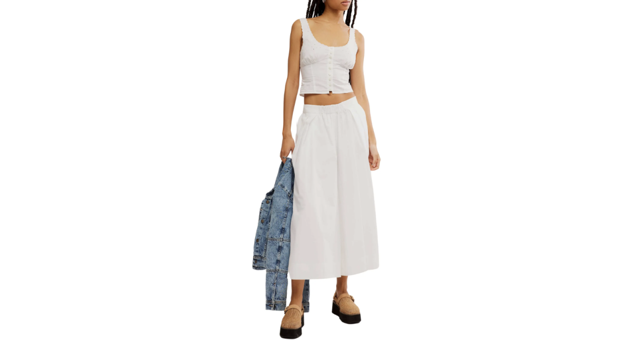 Free People Into You Cotton Crop Top & Wide Leg Pants Set