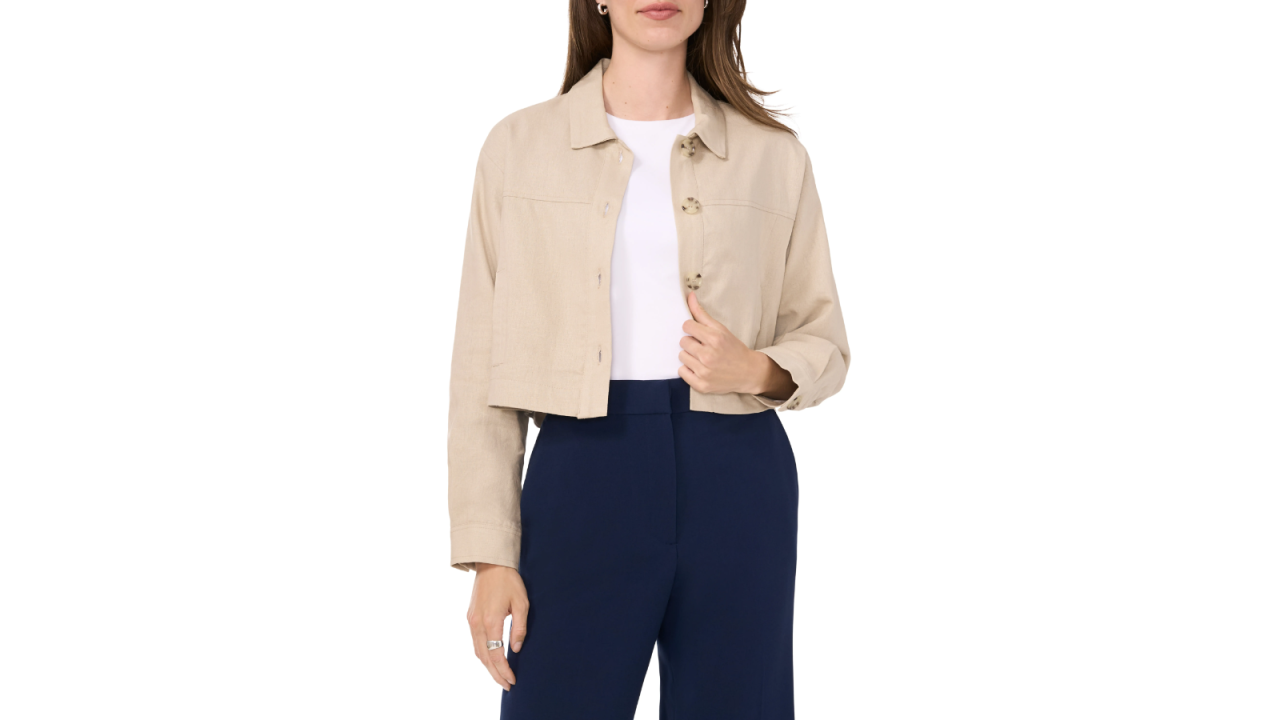 Halogen Crop Linen Blend Jacket