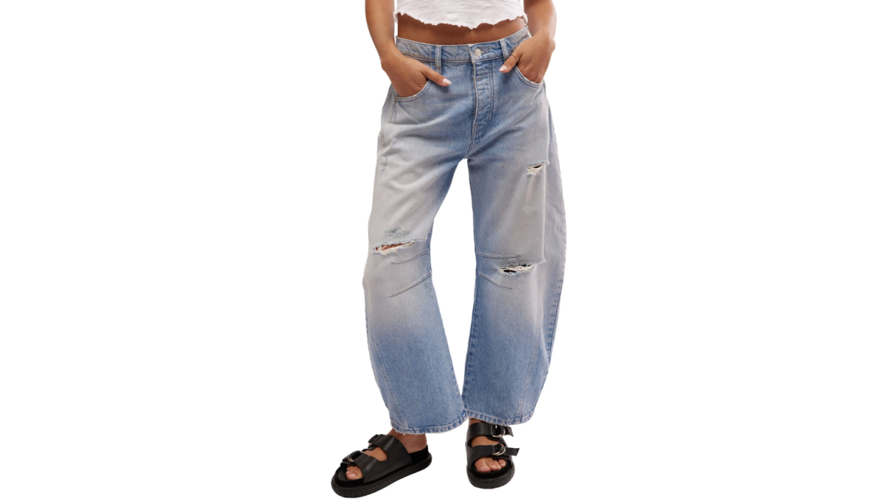 free people Good Luck Mid Rise Barrel Leg Jeans