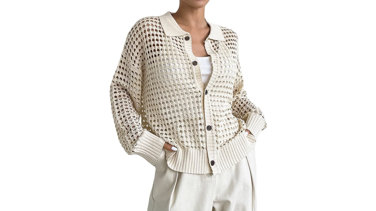 Qwinee Casual Hollow Out Long Sleeve Cardigan