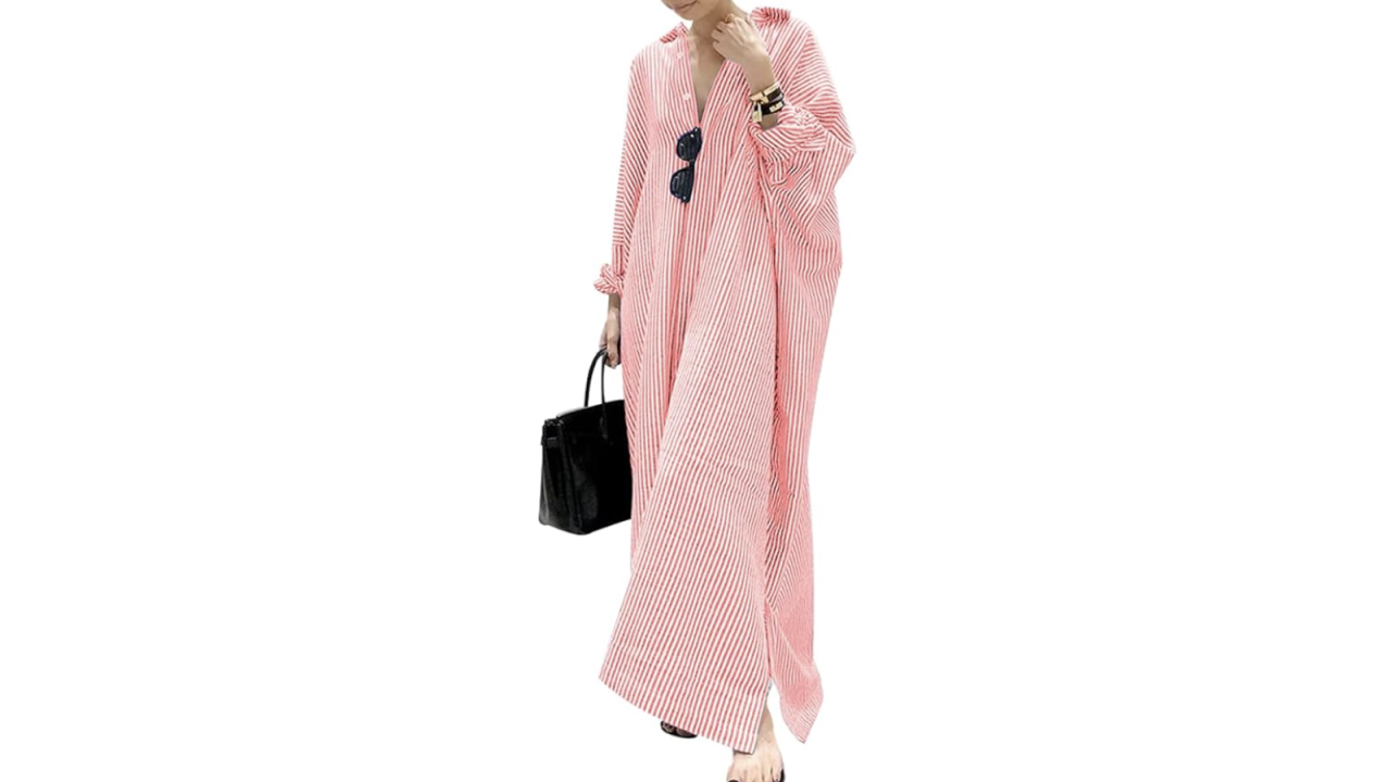 Chouyatou Casual Long Sleeve Button Down Maxi Dress