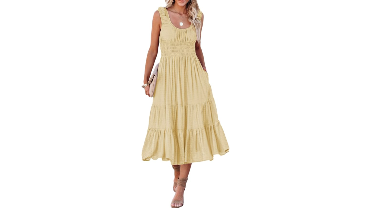 AlvaQ Sleeveless Smocked Midi Dress