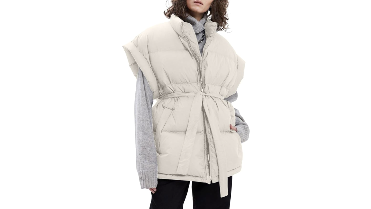 belted puffer vest