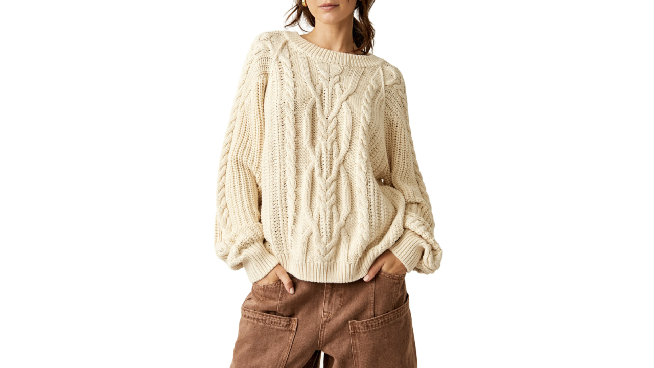 Free People Frankie Cable Cotton Sweater