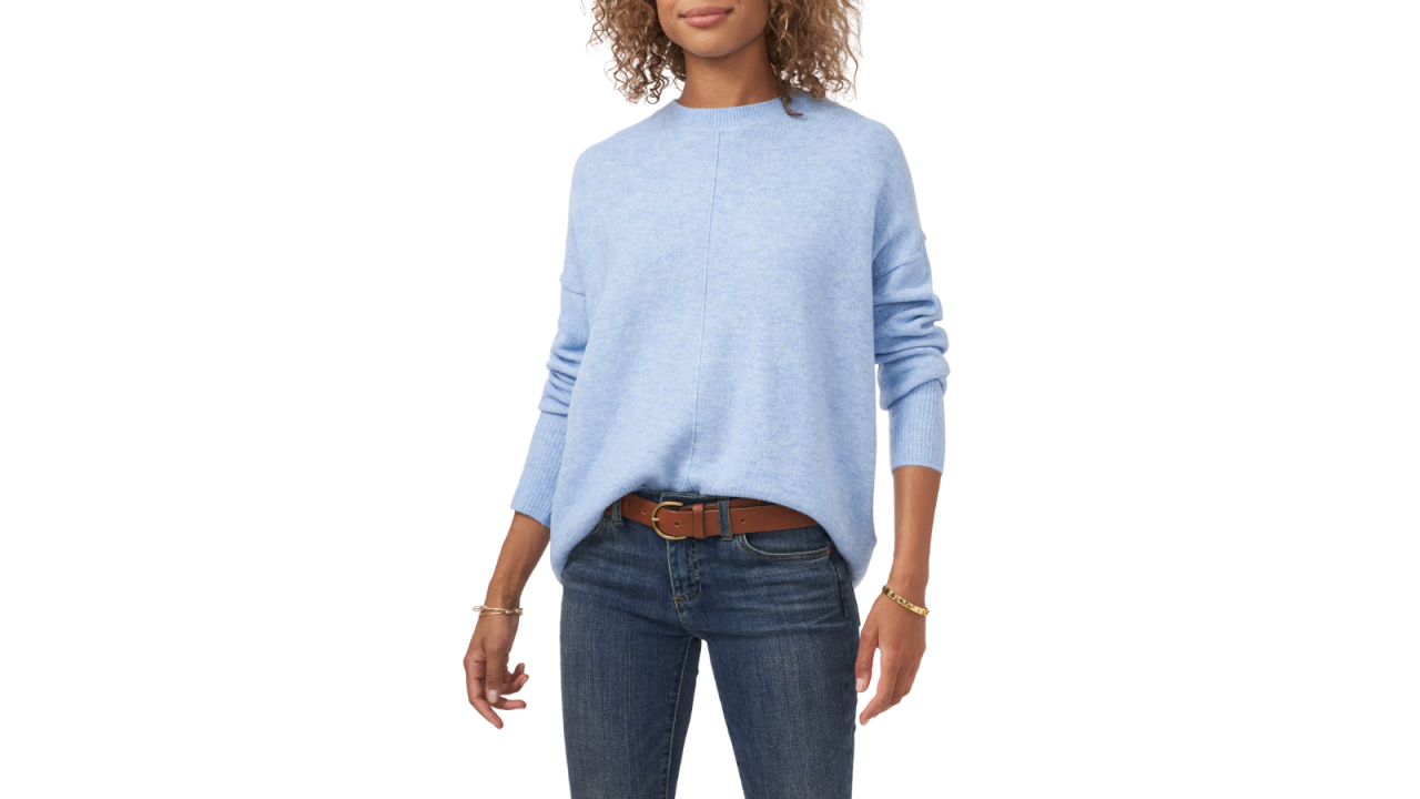 Vince Camuto Exposed Seam Crewneck Sweater