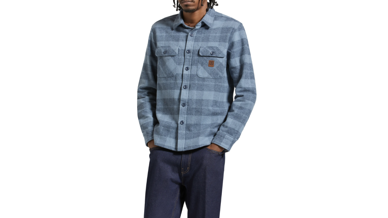 Brixton Bowery Oversize Plaid Flannel Button-Up Shirt