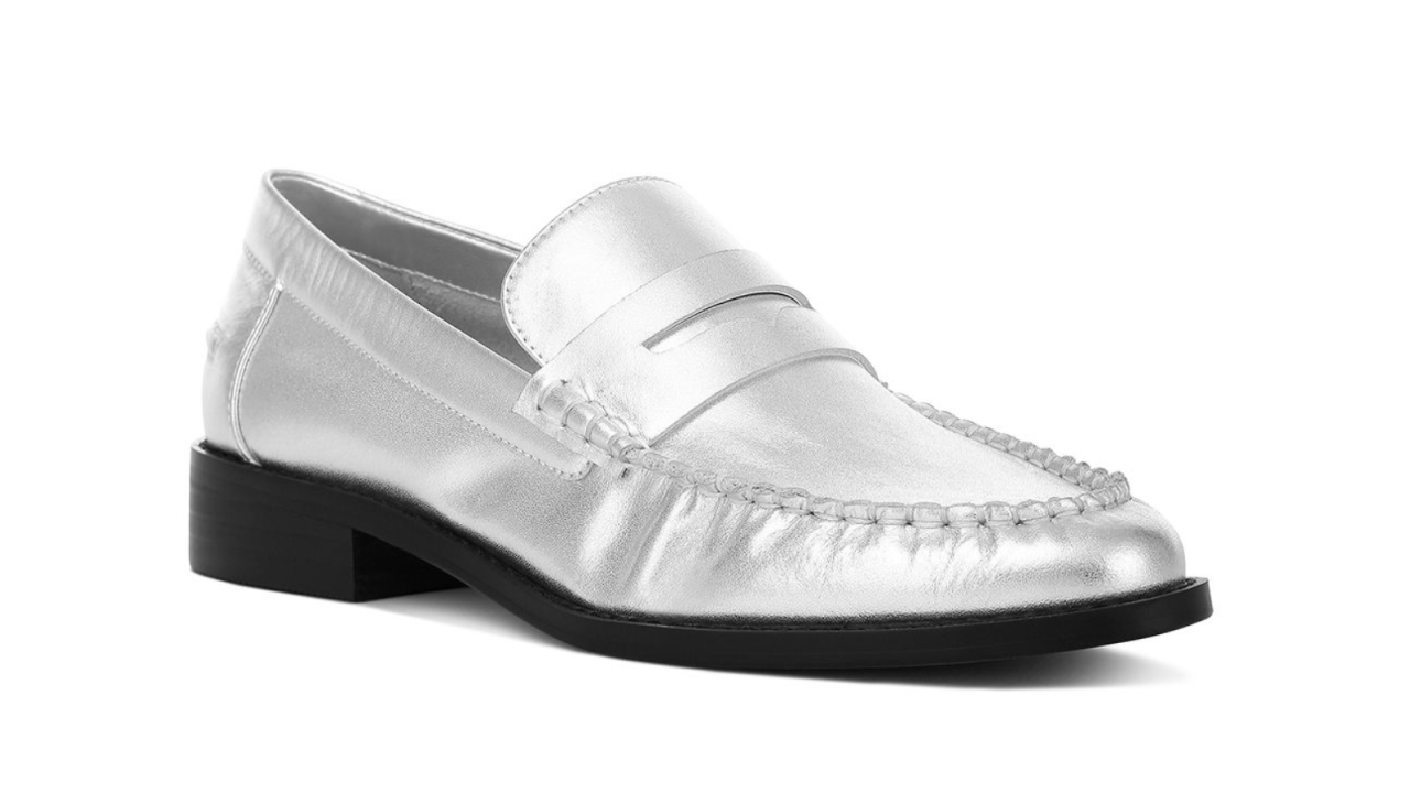 Wolf & Badger Plavia Genuine Leather Loafers In Silver