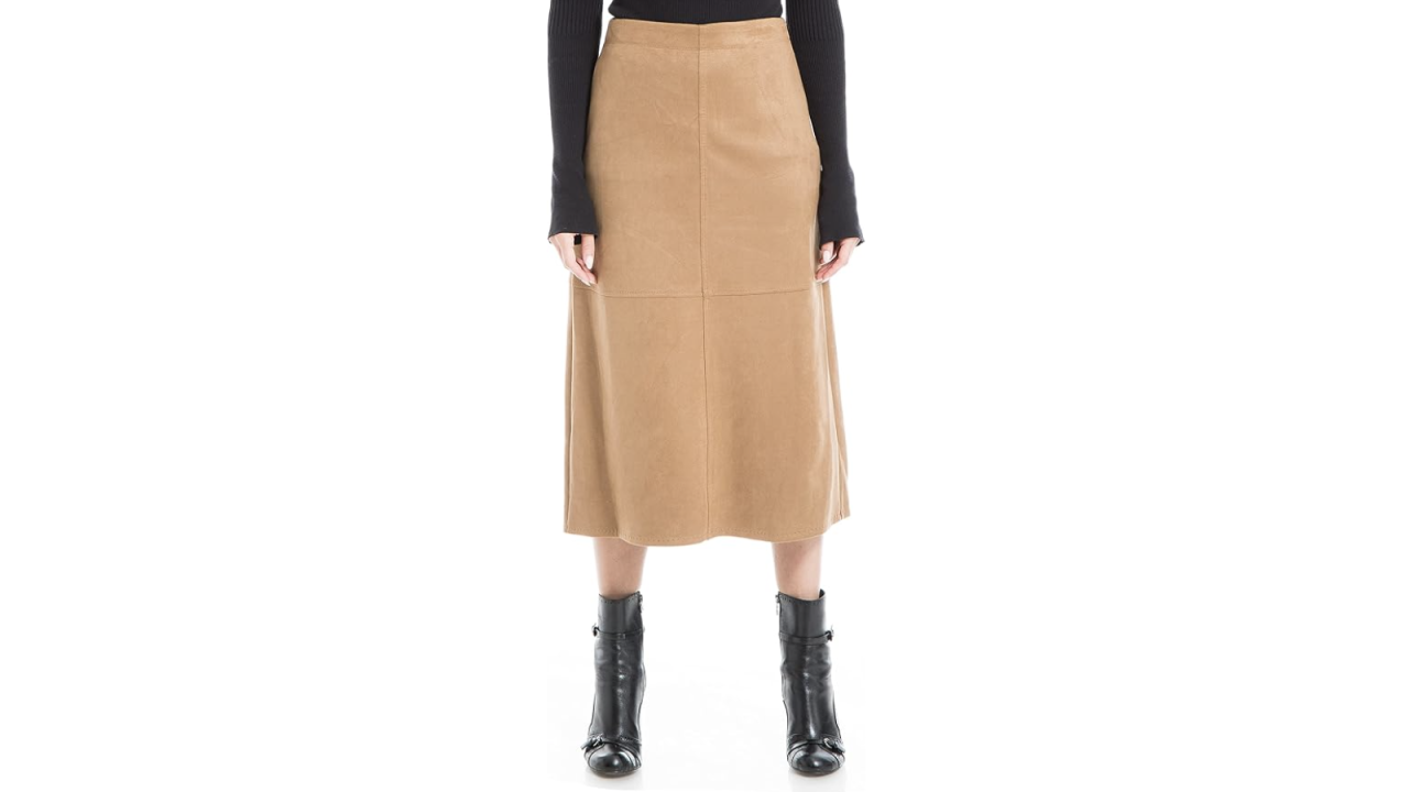 Max Studio Faux Suede Midi Skirt