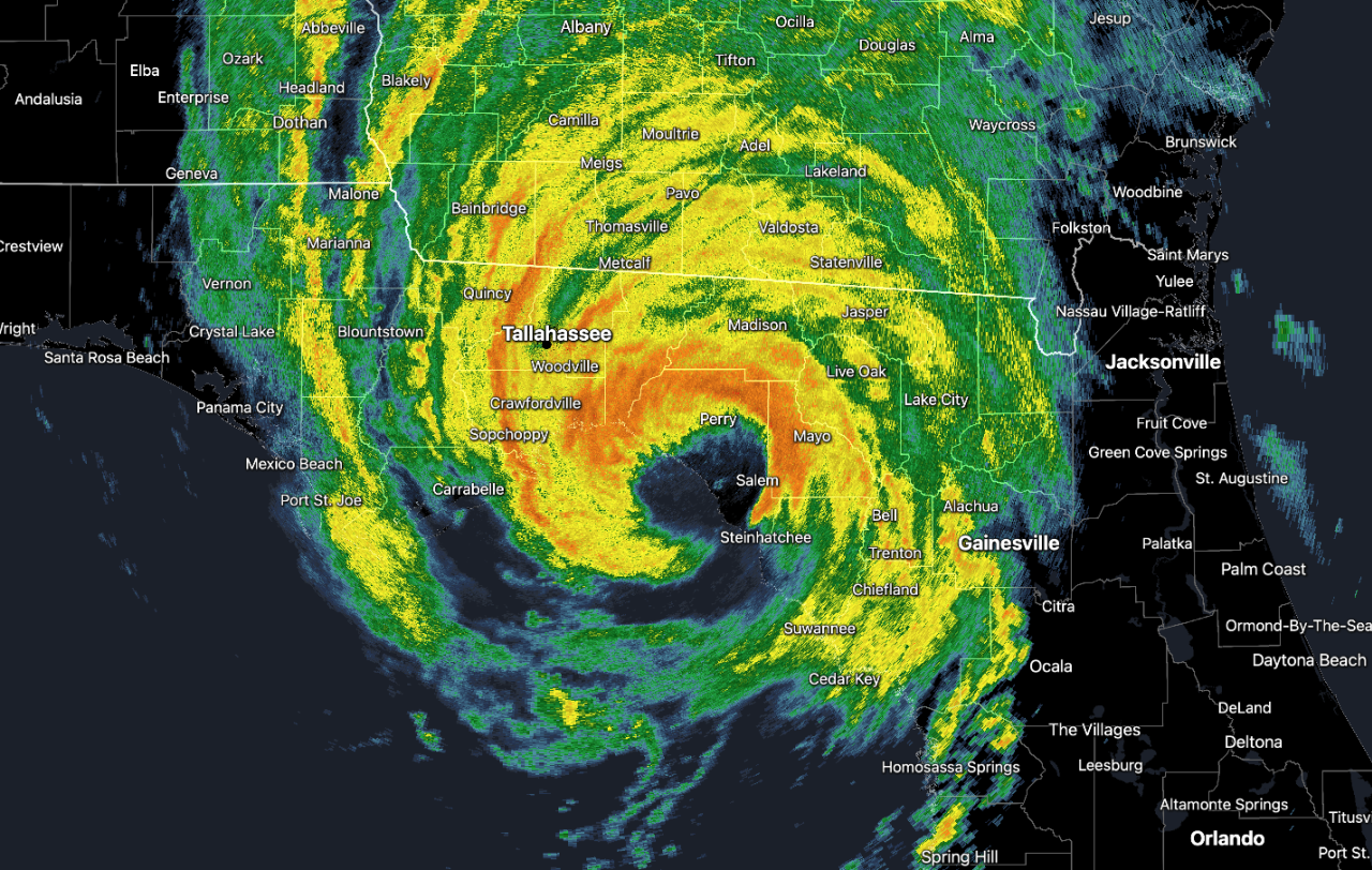 Hurricane Helene makes landfall shortly after 11 p.m. ET Thursday.