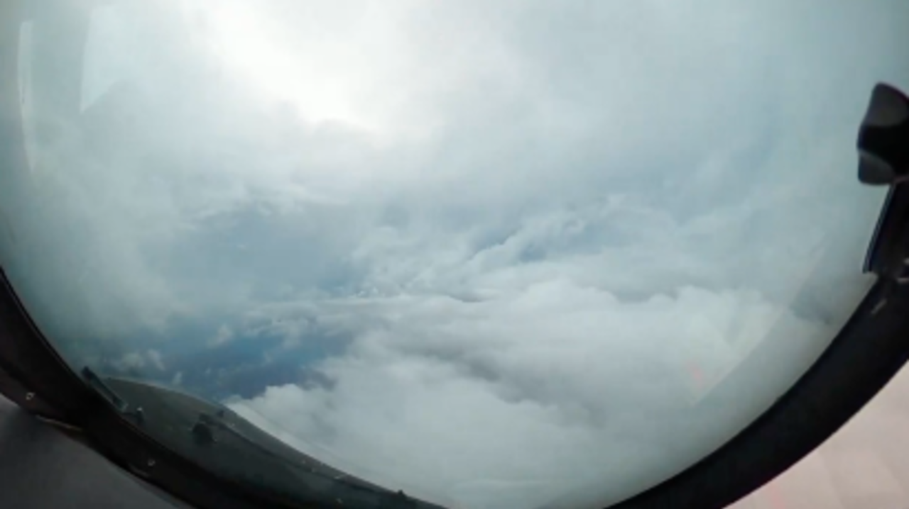 Hurricane Hunters give an inside look at their aircraft’s cockpit as they fly into Hurricane Milton on Monday evening.